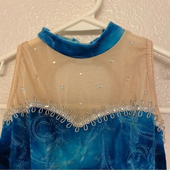 Costume Gallery Dance ballet tutu teal aqua blue velvet rhinestone mesh -MC - Picture 9 of 11